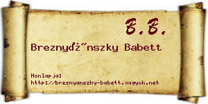 Breznyánszky Babett névjegykártya